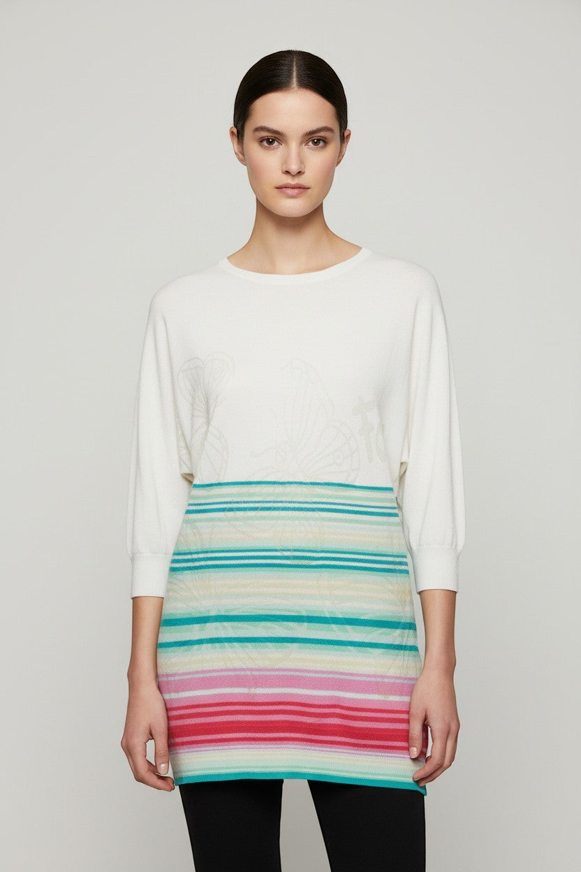 Desigual Damen Strickpullover Weiß Mehrfarbig Größe M