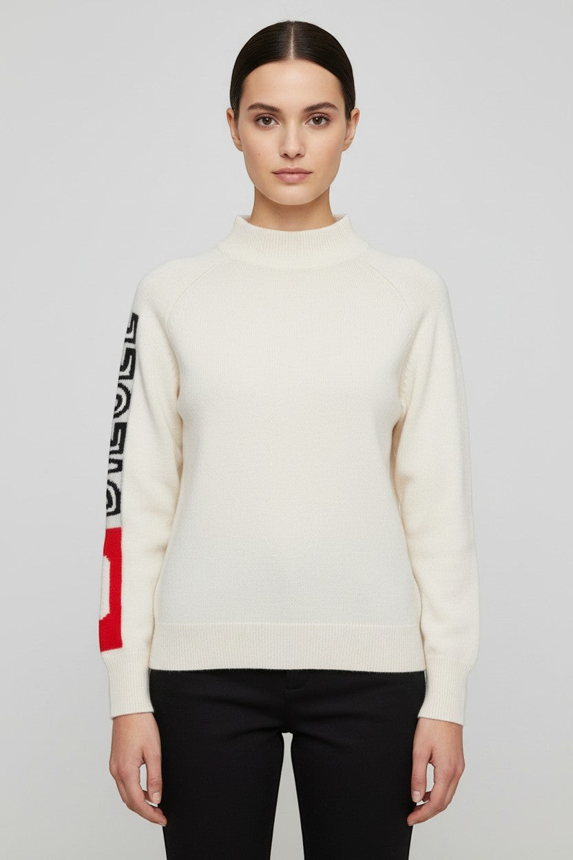 Diesel Damen Strickpullover Weiß Schwarz Rot Größe L