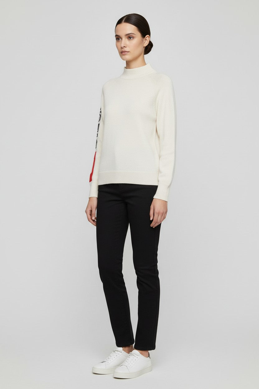 Diesel Damen Strickpullover Weiß Schwarz Rot Größe L