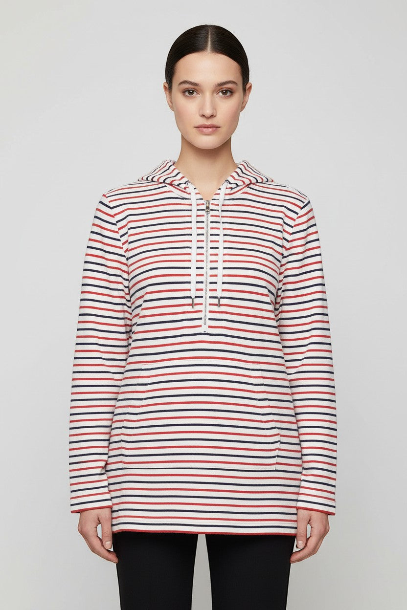 Tommy Hilfiger Damen Kapuzenpullover Weiß Rot Blau Größe M