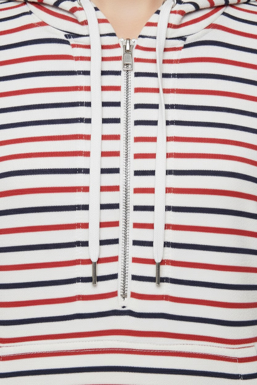 Tommy Hilfiger Damen Kapuzenpullover Weiß Rot Blau Größe M