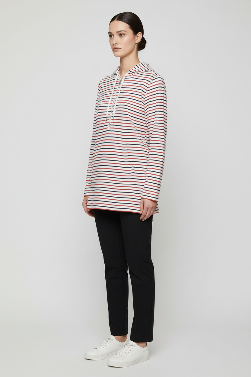 Tommy Hilfiger Damen Kapuzenpullover Weiß Rot Blau Größe M