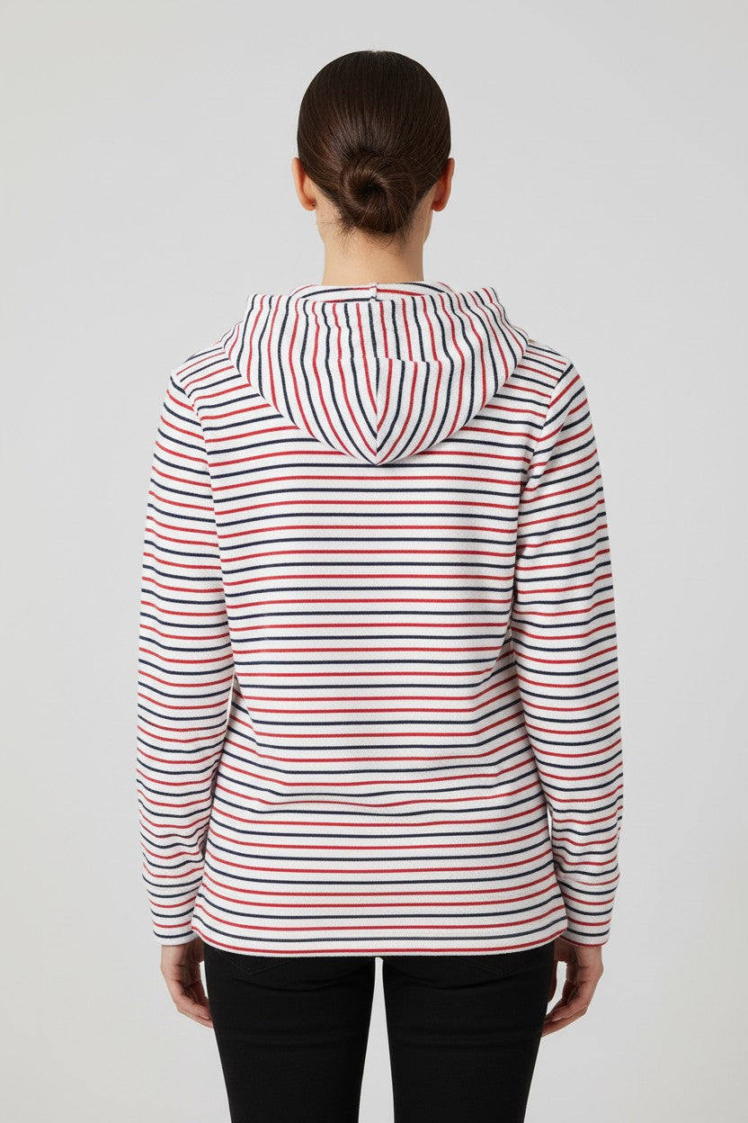 Tommy Hilfiger Damen Kapuzenpullover Weiß Rot Blau Größe M