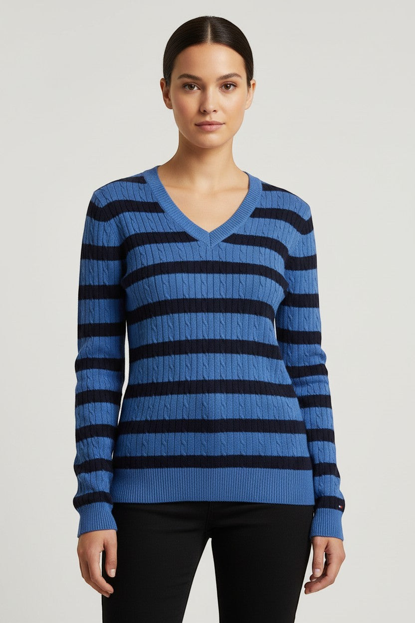 Tommy Hilfiger Damen Pullover Blau Schwarz Größe L