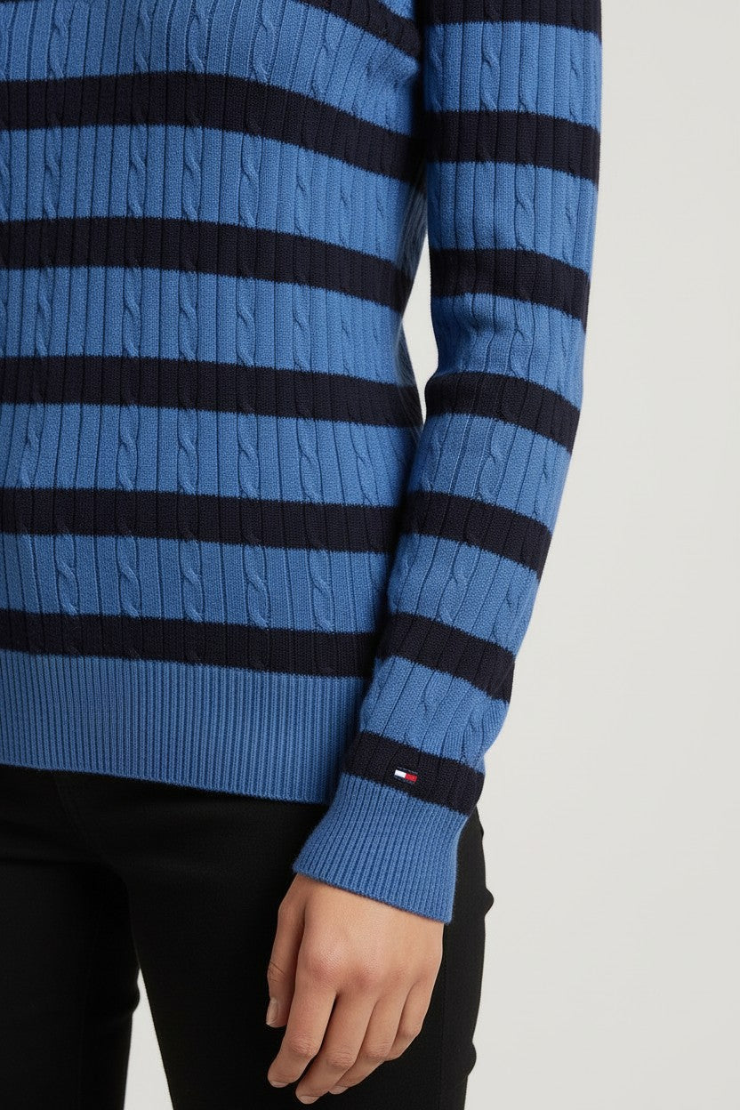 Tommy Hilfiger Damen Pullover Blau Schwarz Größe L