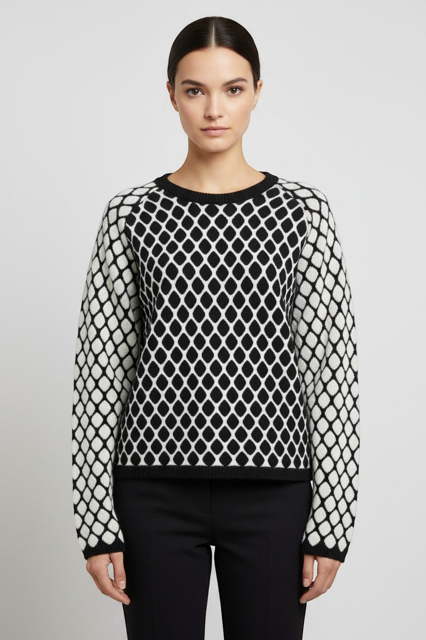 Tommy Hilfiger Damen Strickpullover Schwarz Weiß Größe S