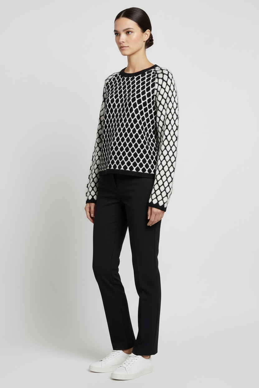 Tommy Hilfiger Damen Strickpullover Schwarz Weiß Größe S