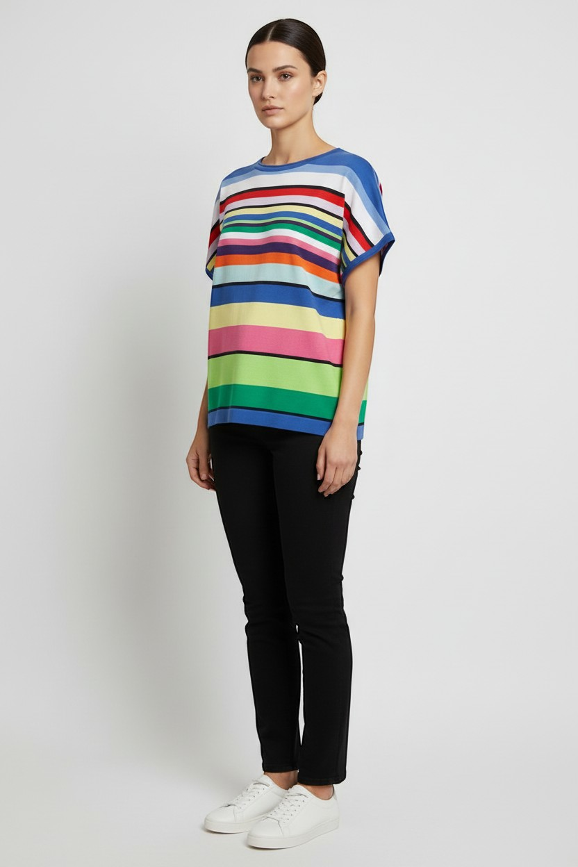 United Colors of Benetton Damen Strickpullover Blau Mehrfarbig Größe M