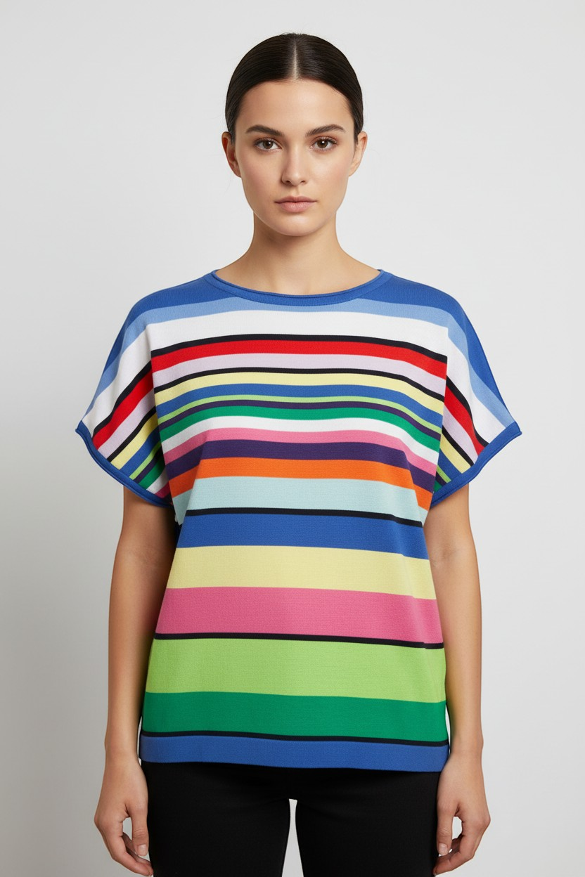 United Colors of Benetton Damen Strickpullover Blau Mehrfarbig Größe M