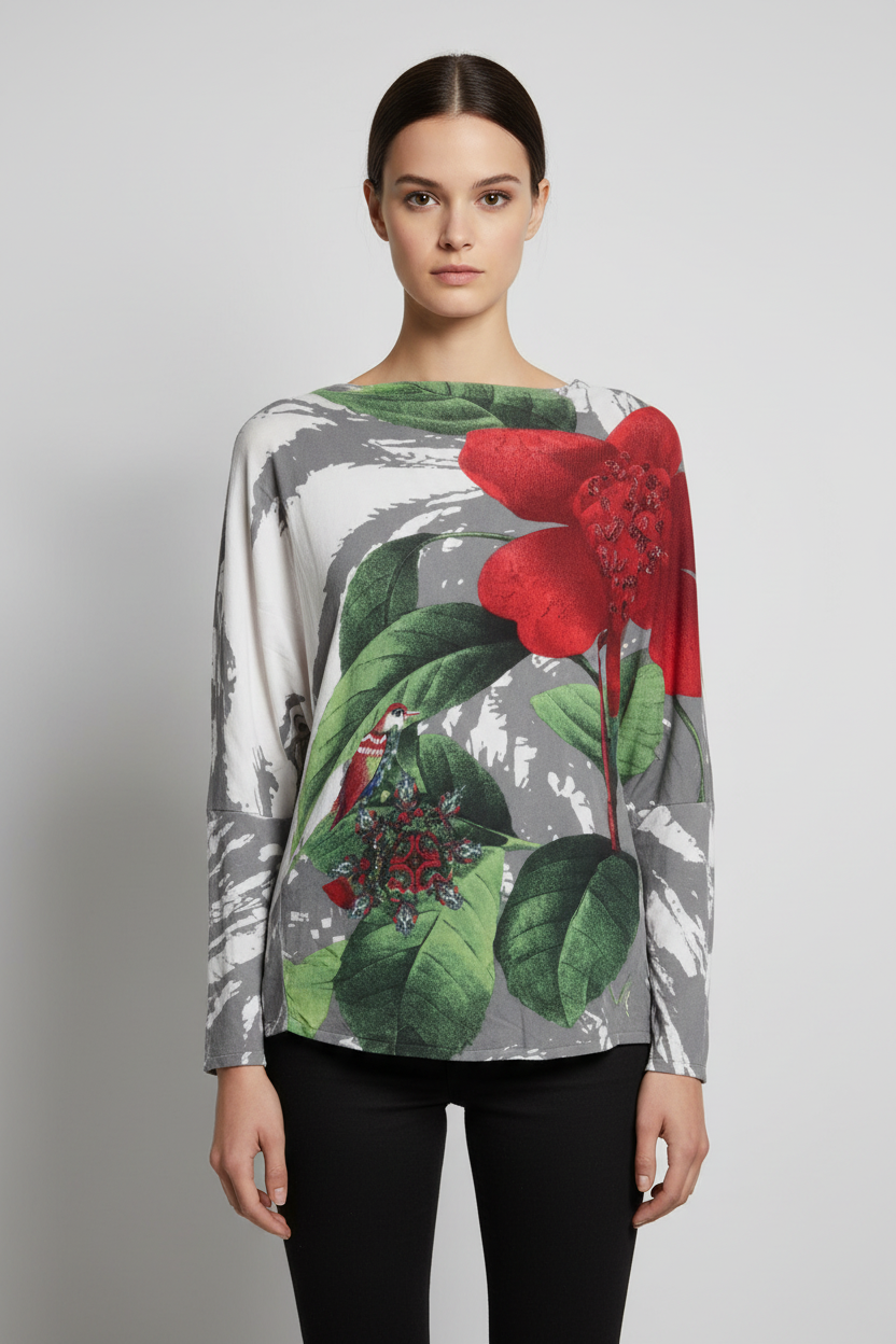 Desigual Damen Strickpullover Weiß Grau Grün Größe L