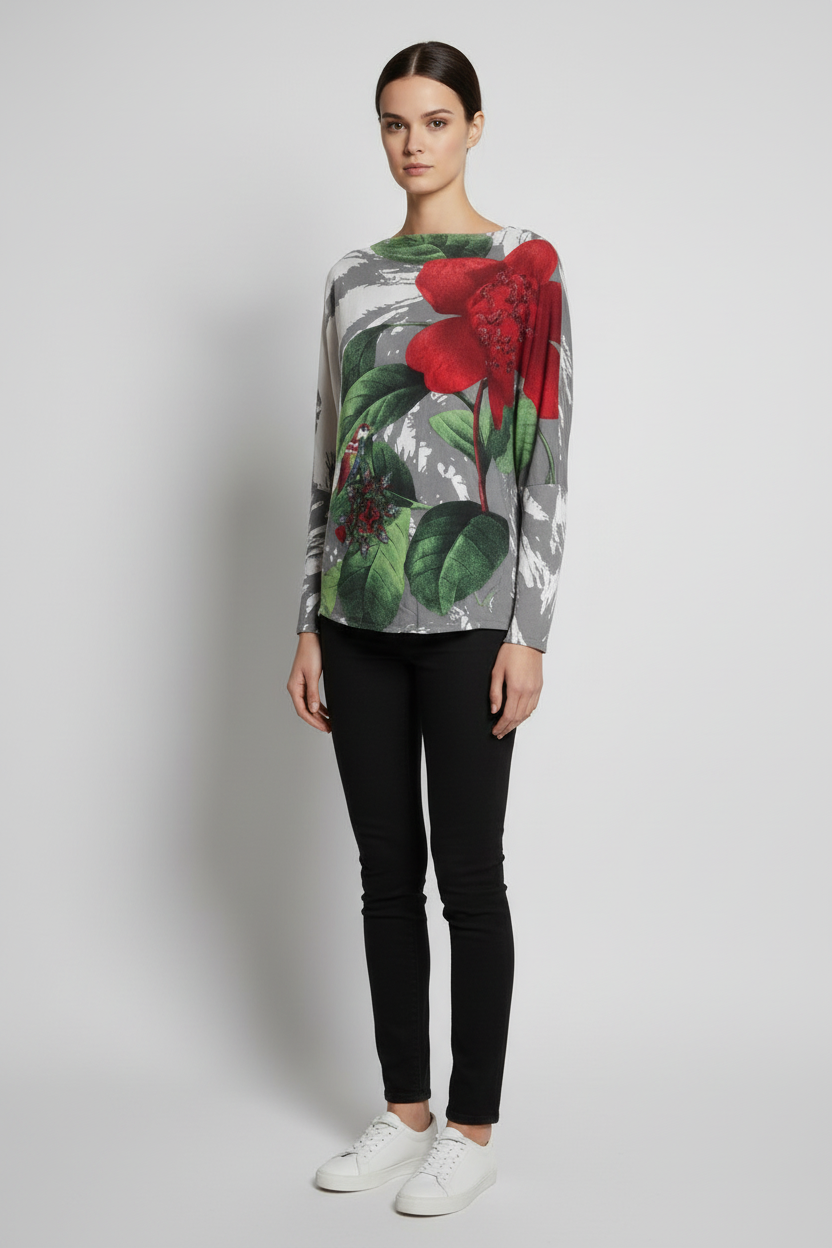 Desigual Damen Strickpullover Weiß Grau Grün Größe L