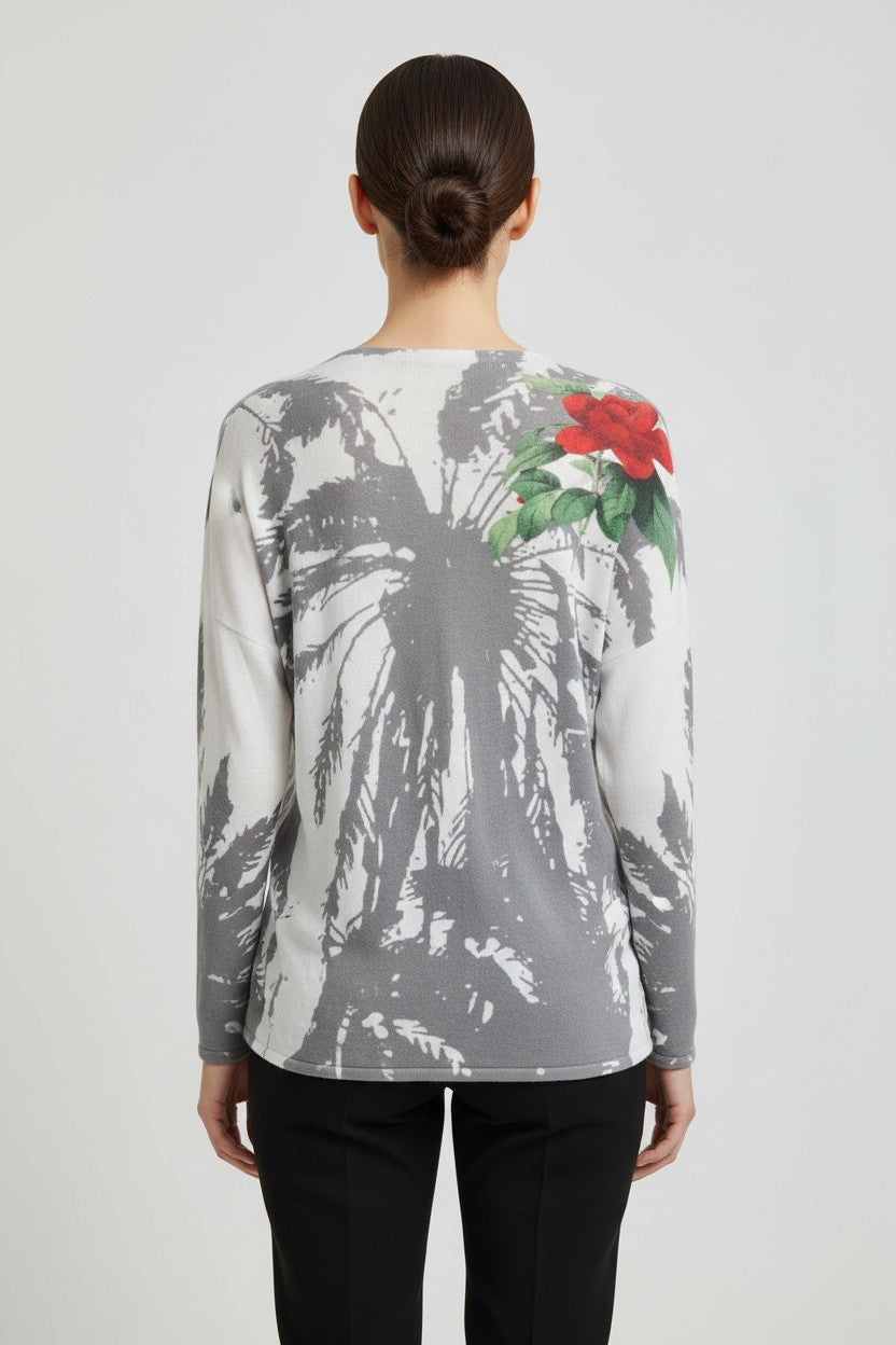 Desigual Damen Strickpullover Weiß Grau Grün Größe L