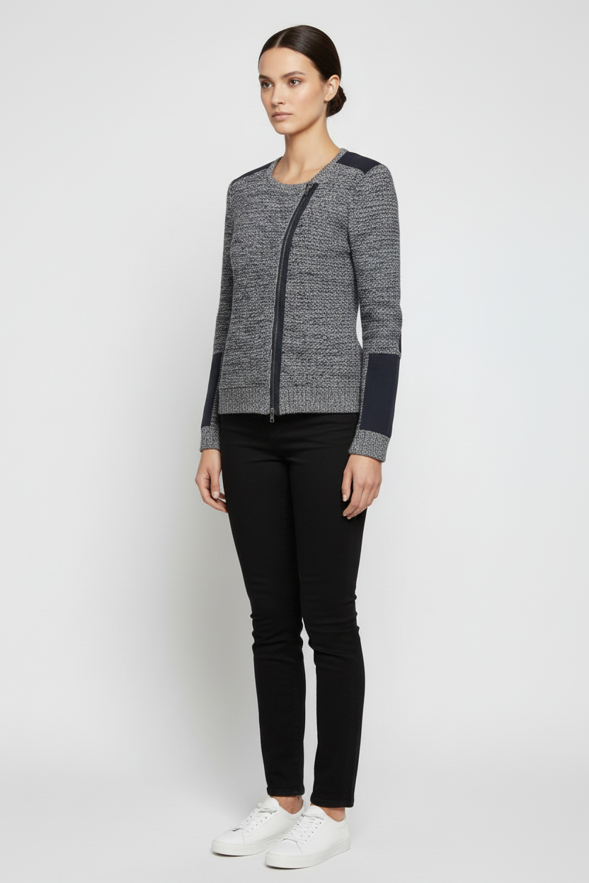 ESPRIT Damen Strickjacke Blau Weiß Größe M