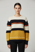 ESPRIT Damen Strickpullover Beige Blau Gelb Größe L