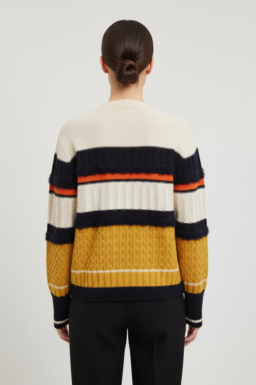 ESPRIT Damen Strickpullover Beige Blau Gelb Größe L