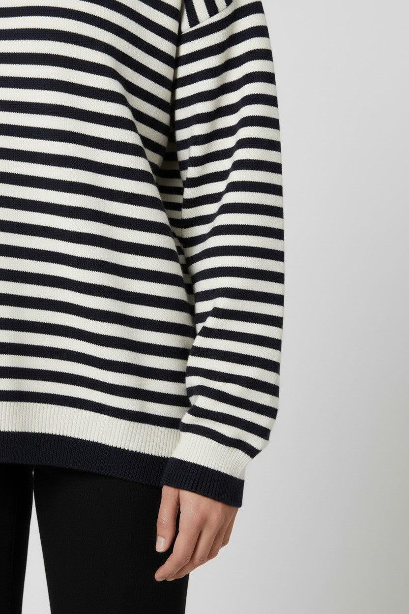 ESPRIT Damen Strickpullover Blau Weiß Größe L