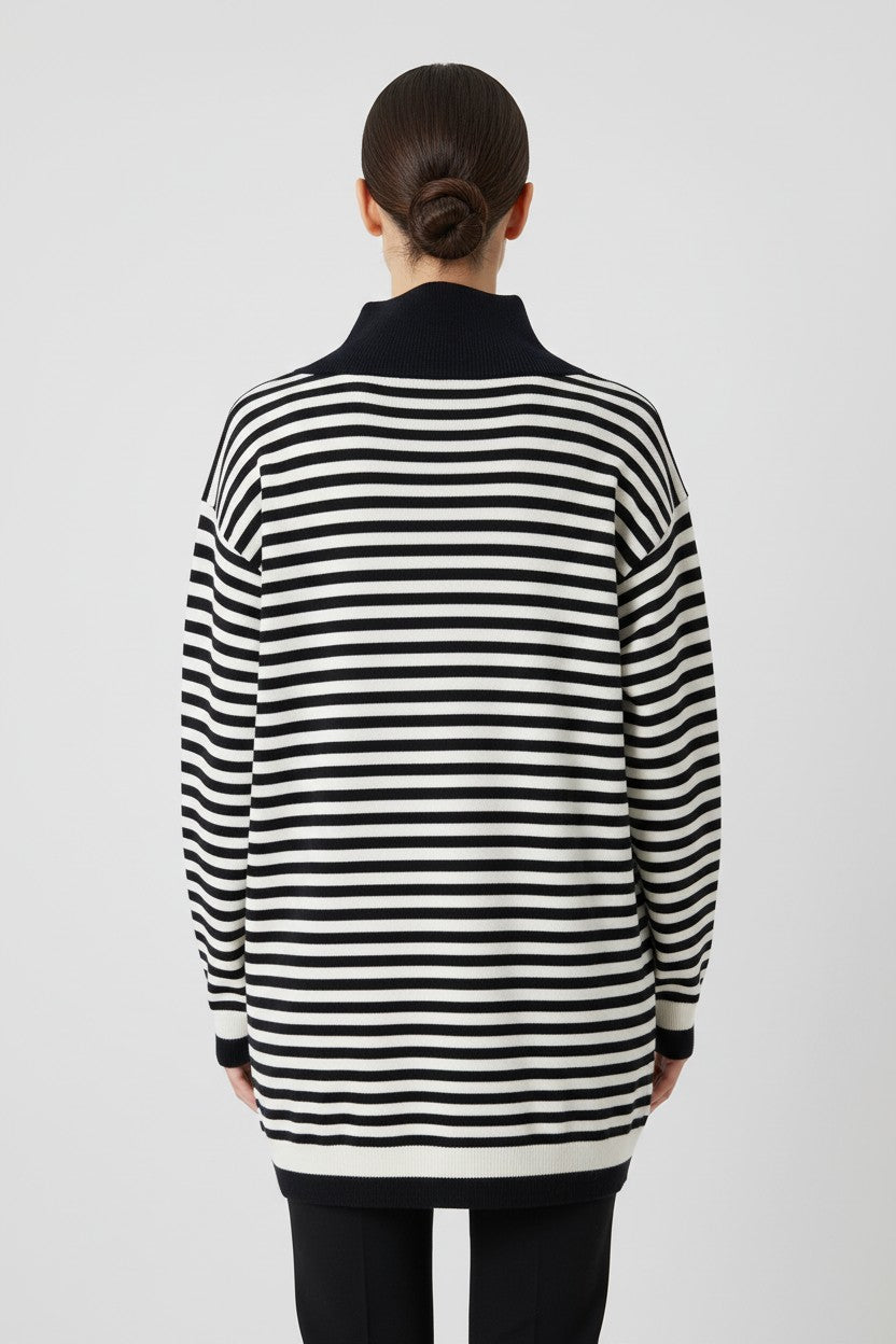 ESPRIT Damen Strickpullover Blau Weiß Größe L