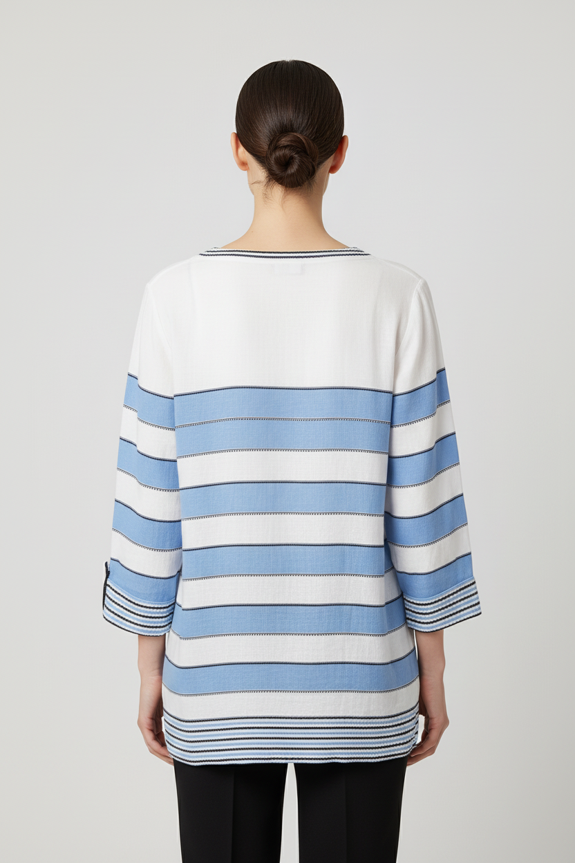 ESPRIT Damen Strickpullover Blau Weiß Größe M