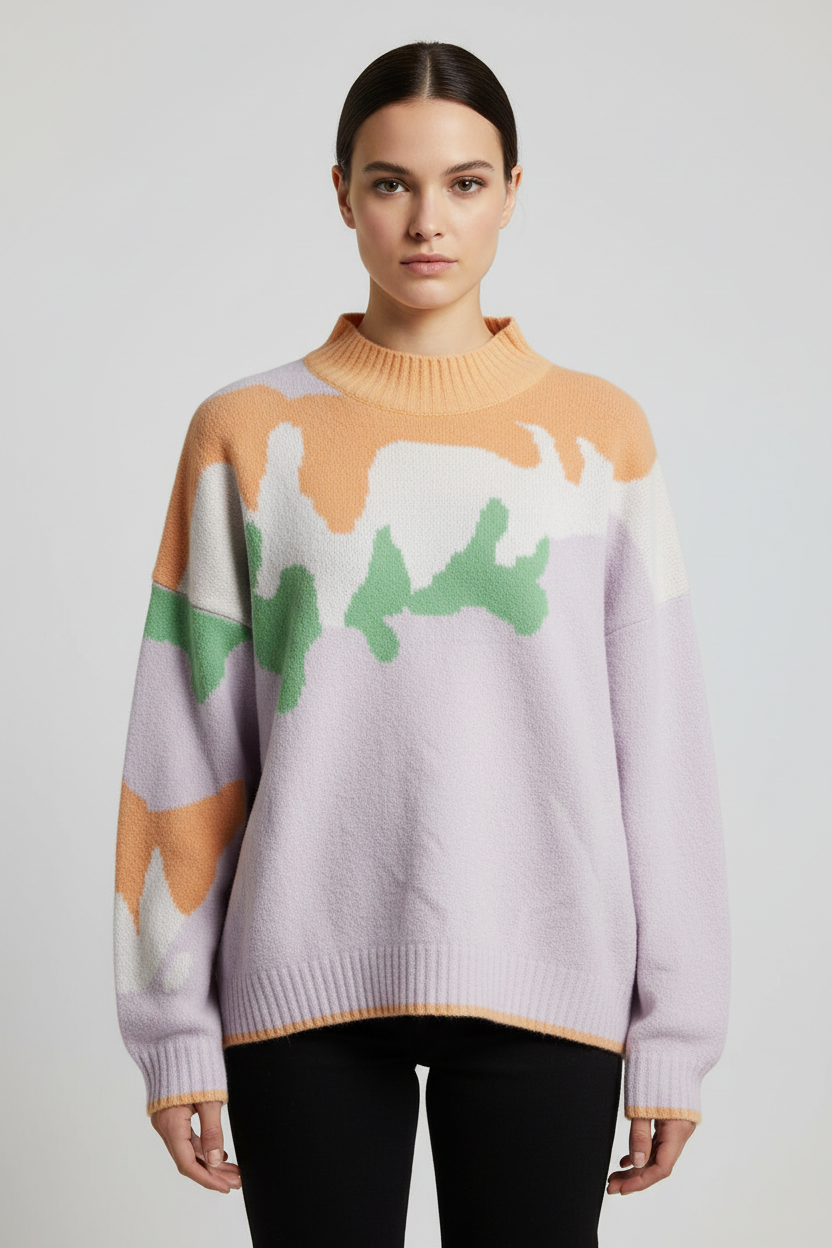 ESPRIT Damen Strickpullover Gelb Grün Lila Größe L