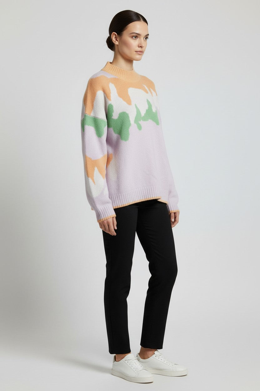 ESPRIT Damen Strickpullover Gelb Grün Lila Größe L