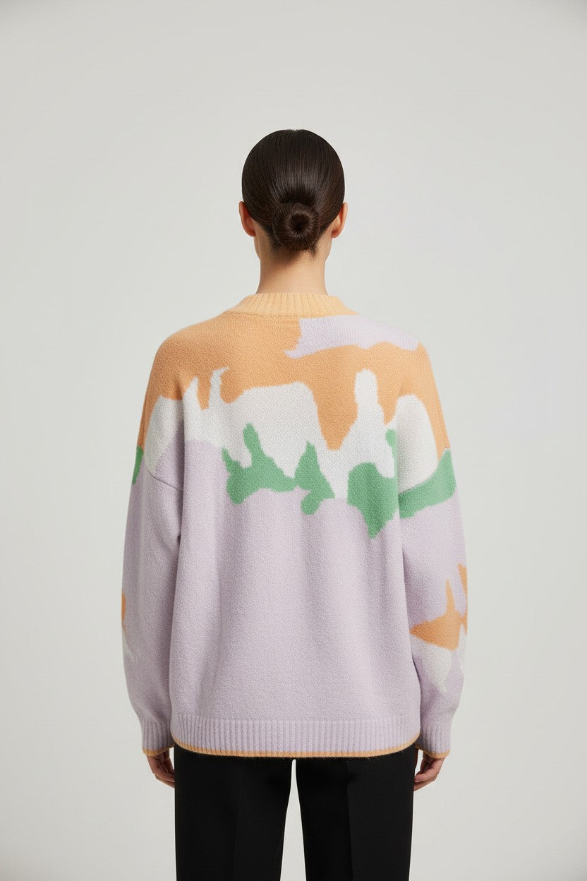 ESPRIT Damen Strickpullover Gelb Grün Lila Größe L