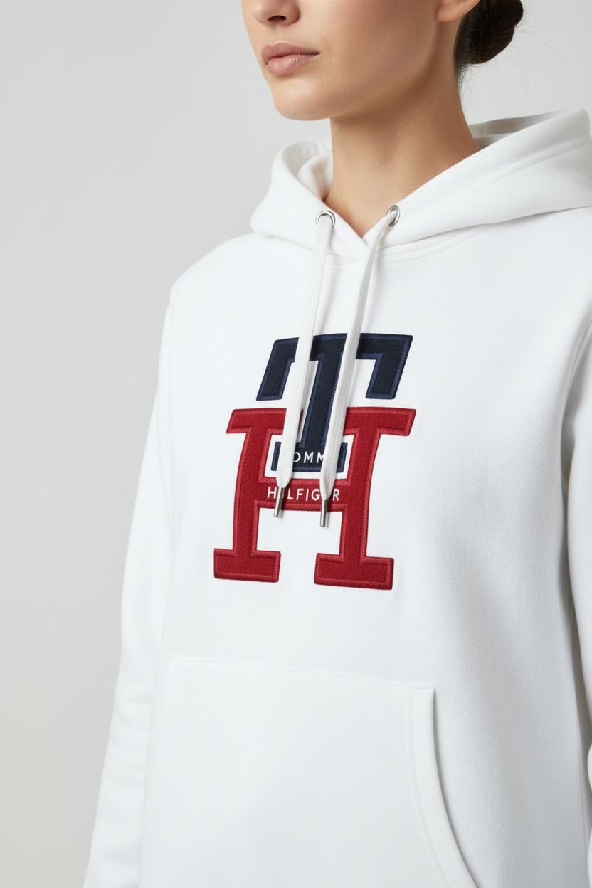 Tommy Hilfiger Damen Kapuzenpullover Weiß Größe S