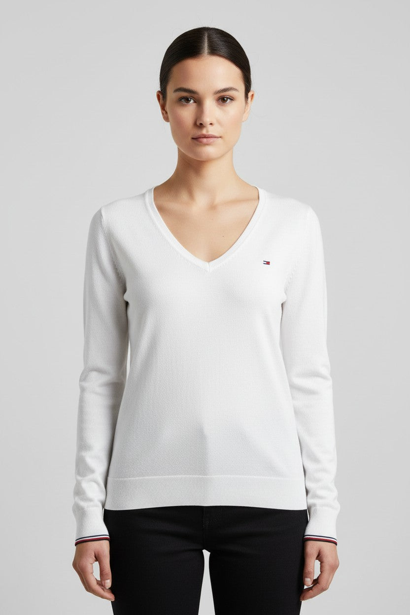 Tommy Hilfiger Damen Pullover Weiß Größe S