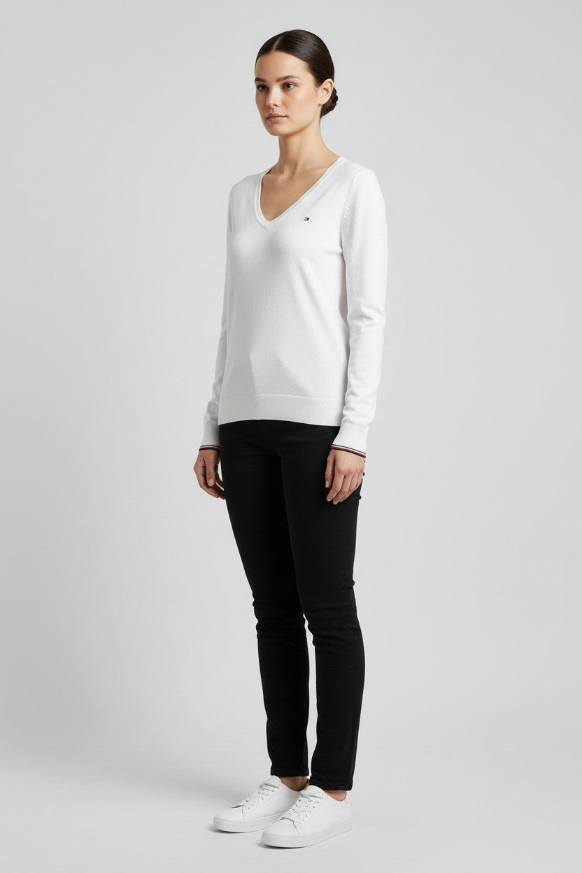 Tommy Hilfiger Damen Pullover Weiß Größe S