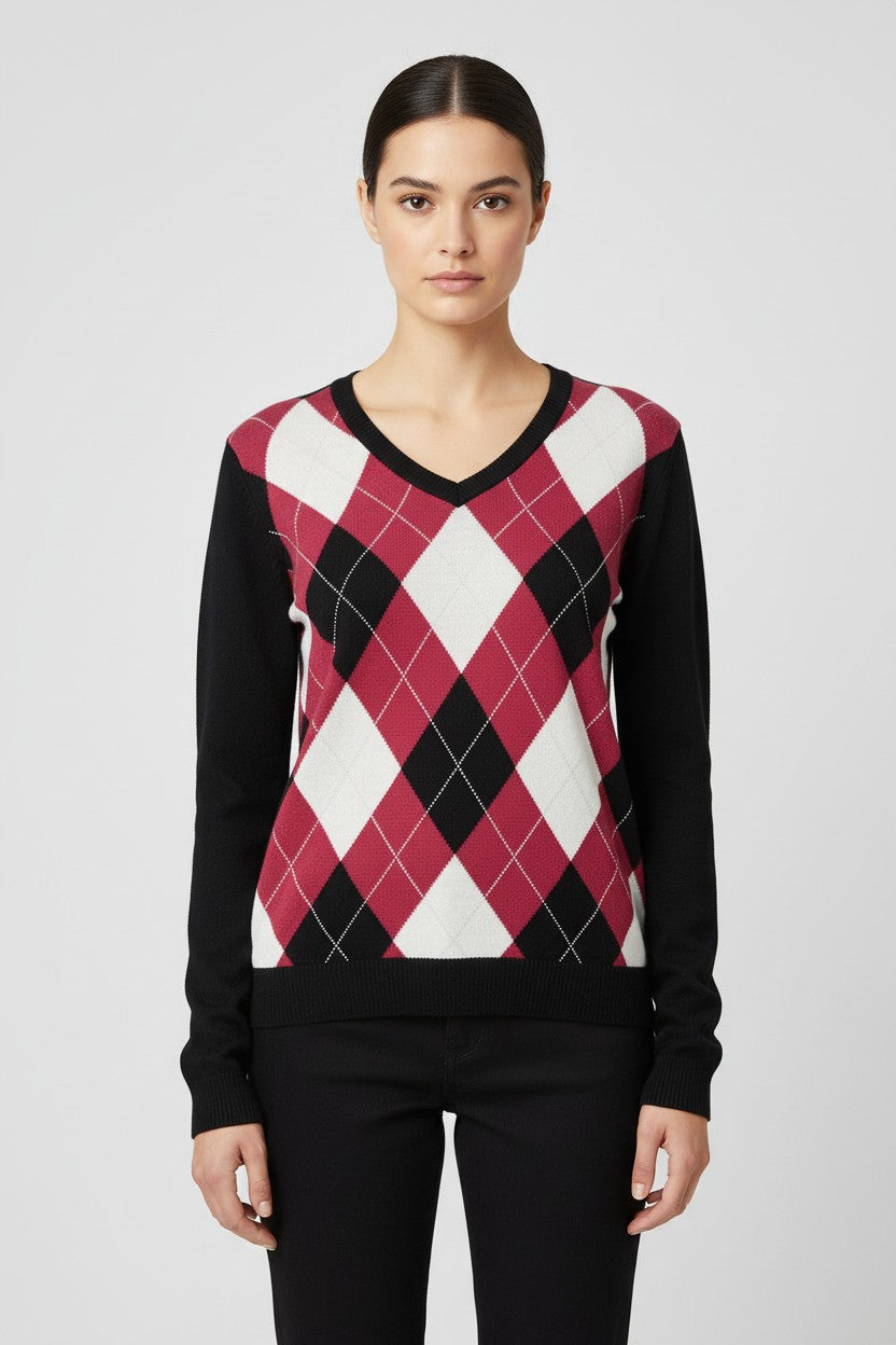 Tommy Hilfiger Damen Strickpullover Blau Pink Weiß Größe M