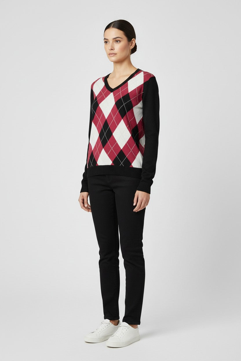 Tommy Hilfiger Damen Strickpullover Blau Pink Weiß Größe M