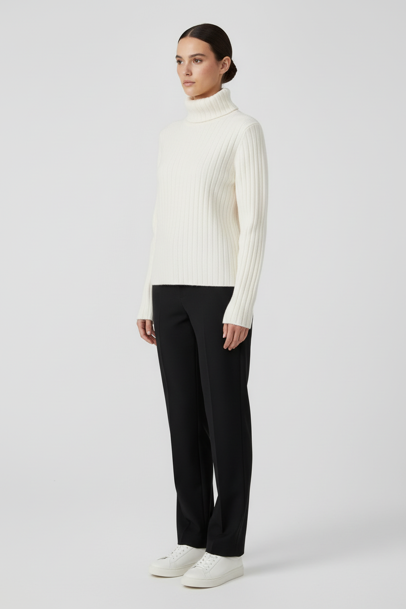 United Colors of Benetton Damen Rollkragenpullover Weiß Größe S