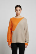 United Colors of Benetton Damen Strickpullover Beige Orange Mehrfarbig Größe M