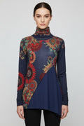Desigual Damen Rollkragenpullover Blau Mehrfarbig Größe M