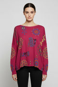 Desigual Damen Strickpullover Pink Mehrfarbig Größe L