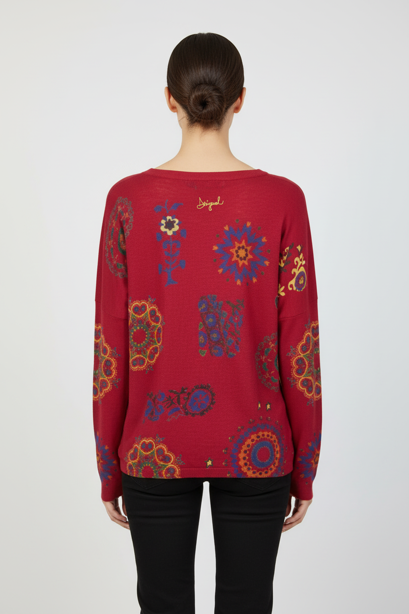 Desigual Damen Strickpullover Pink Mehrfarbig Größe L