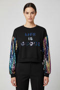 Desigual Damen Sweatshirt Schwarz Mehrfarbig Größe M