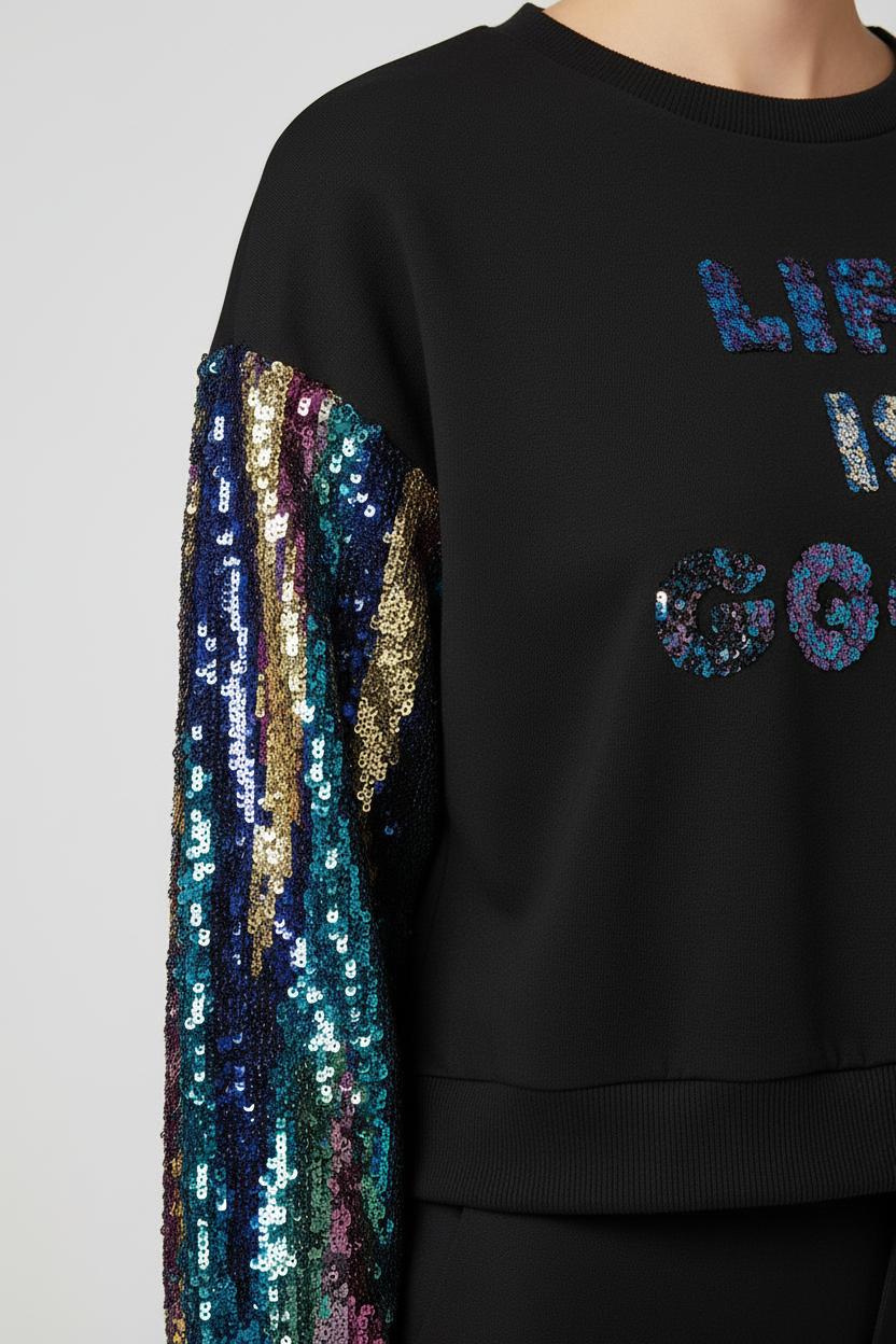 Desigual Damen Sweatshirt Schwarz Mehrfarbig Größe M