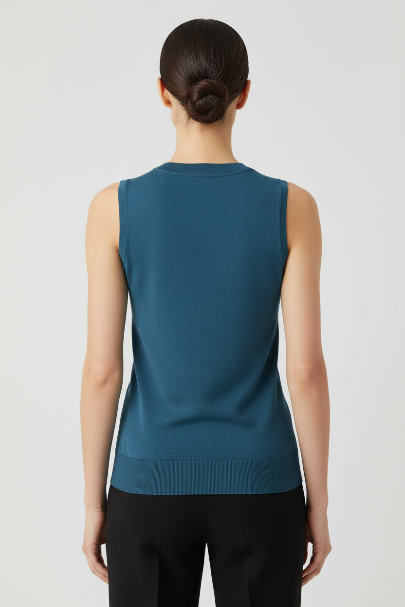 ESPRIT Damen Pullunder Blau Weiß Pink Größe M