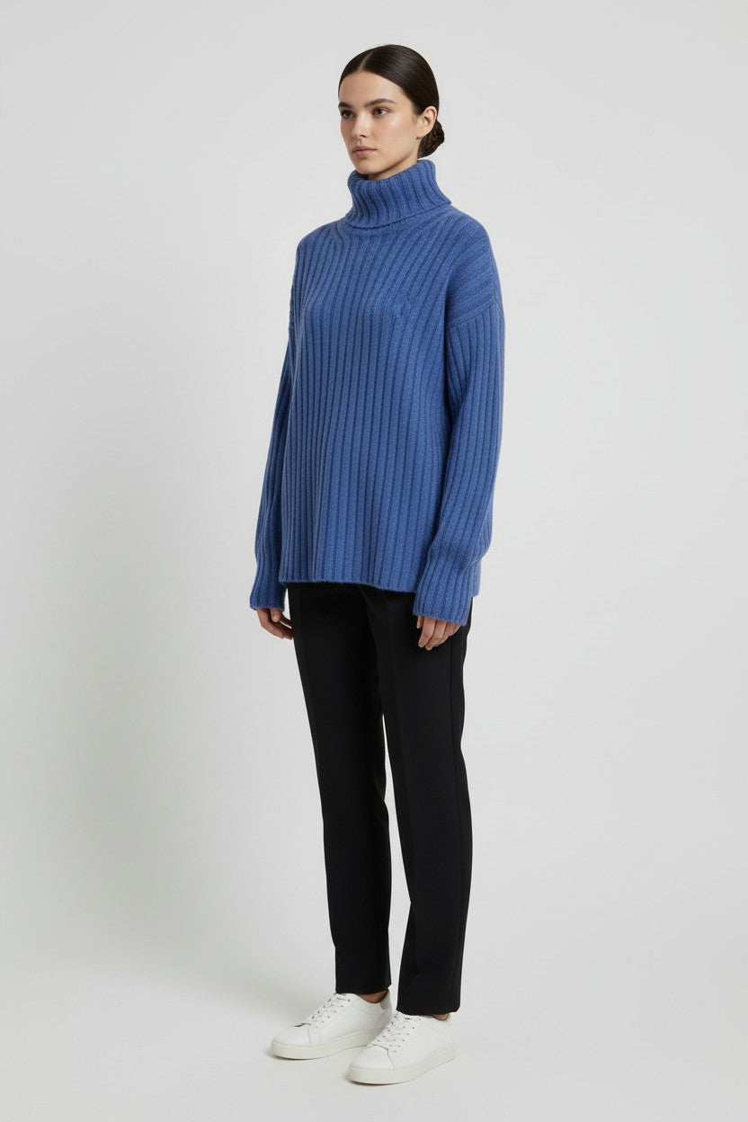 ESPRIT Damen Rollkragenpullover Blau Größe L