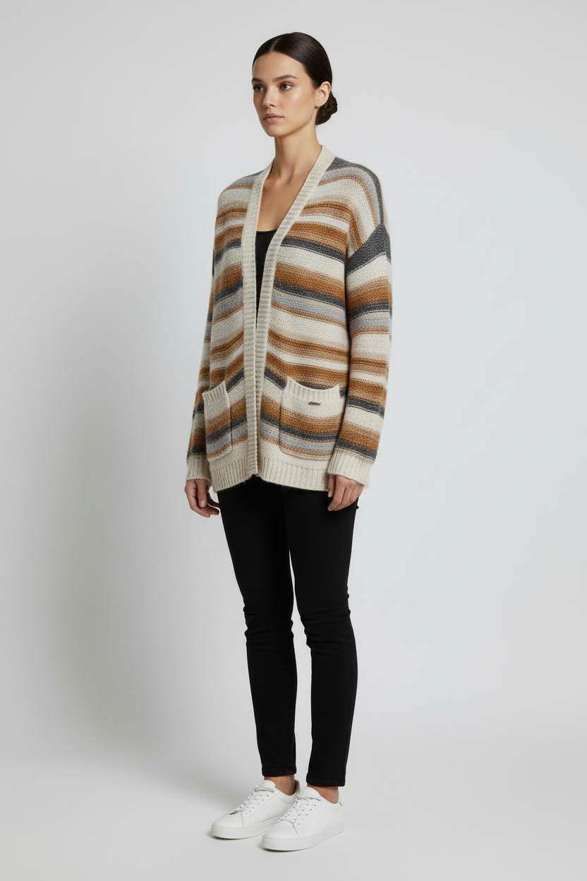 Guess Damen Strickjacke Weiß Grau Braun Größe S