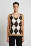 Tommy Hilfiger Damen Pullunder Beige Braun Weiß Größe L