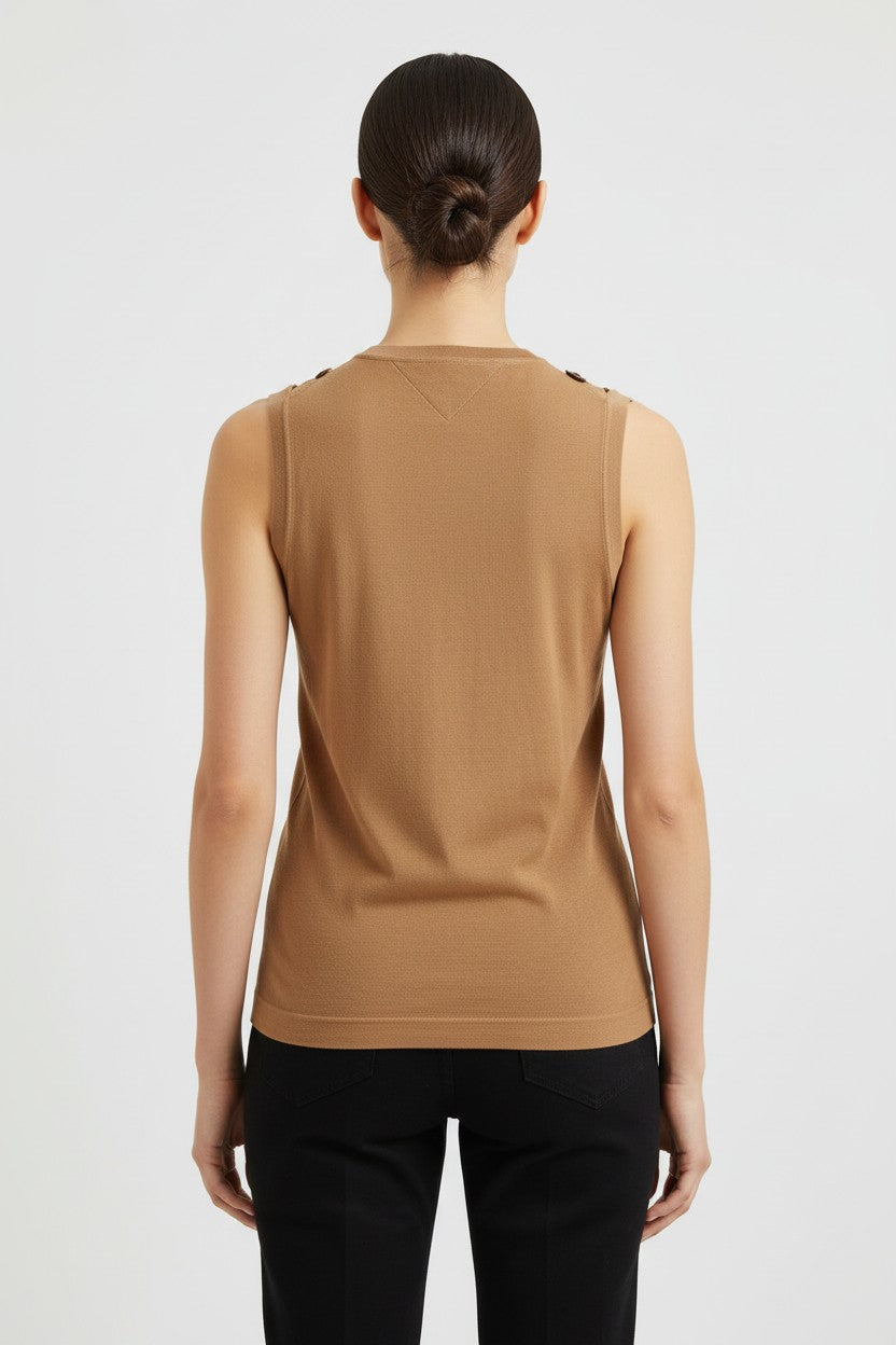 Tommy Hilfiger Damen Pullunder Beige Braun Weiß Größe L