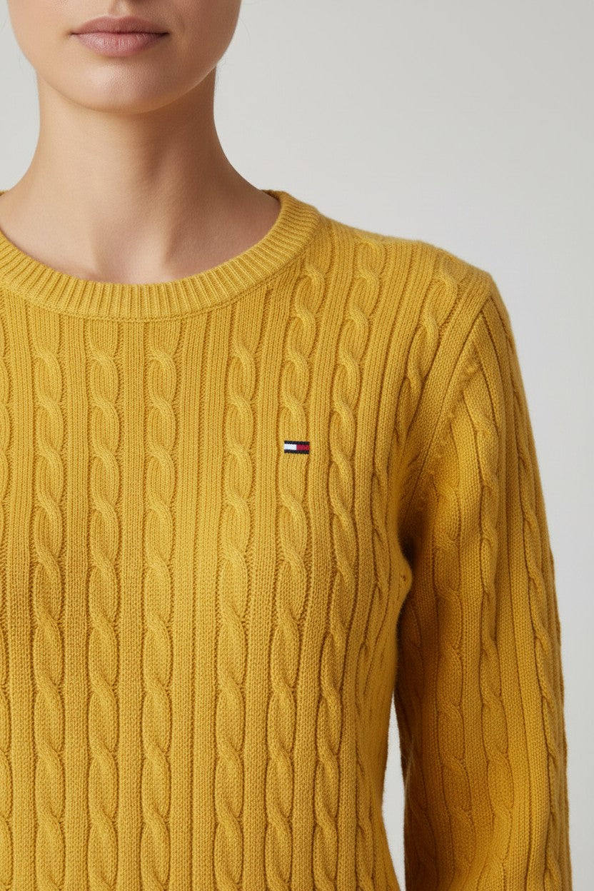 Tommy Hilfiger Damen Strickpullover Gelb Größe L