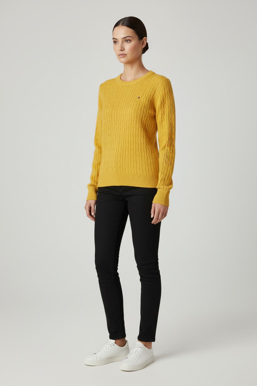 Tommy Hilfiger Damen Strickpullover Gelb Größe L