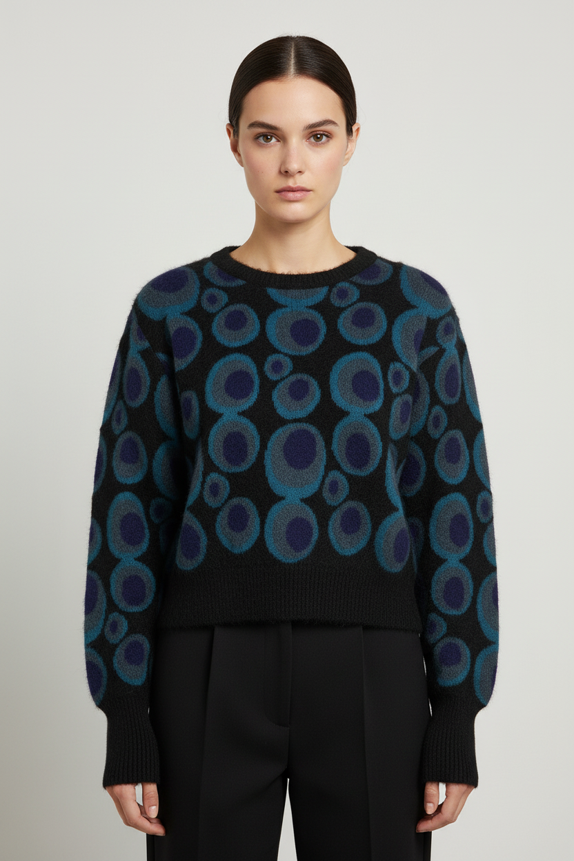 Desigual Damen Strickpullover Schwarz Blau Mehrfarbig Größe M