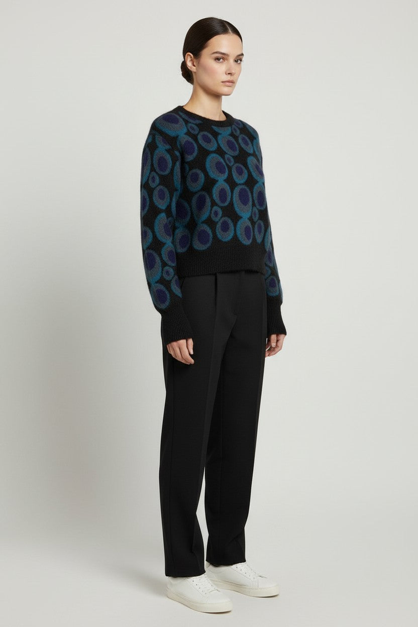 Desigual Damen Strickpullover Schwarz Blau Mehrfarbig Größe M