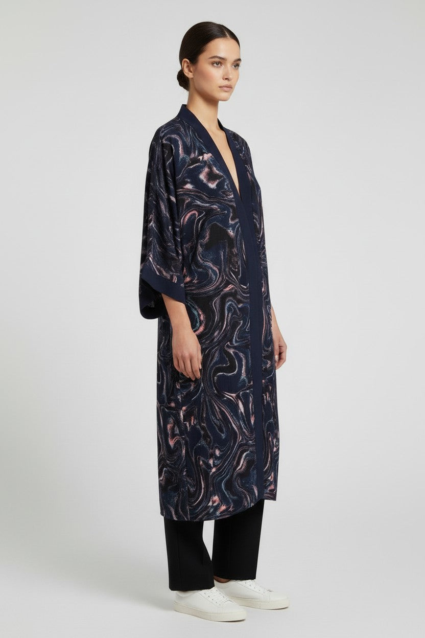 ESPRIT Damen Kimono Blau Mehrfarbig Größe M