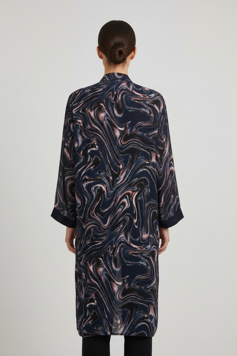 ESPRIT Damen Kimono Blau Mehrfarbig Größe M