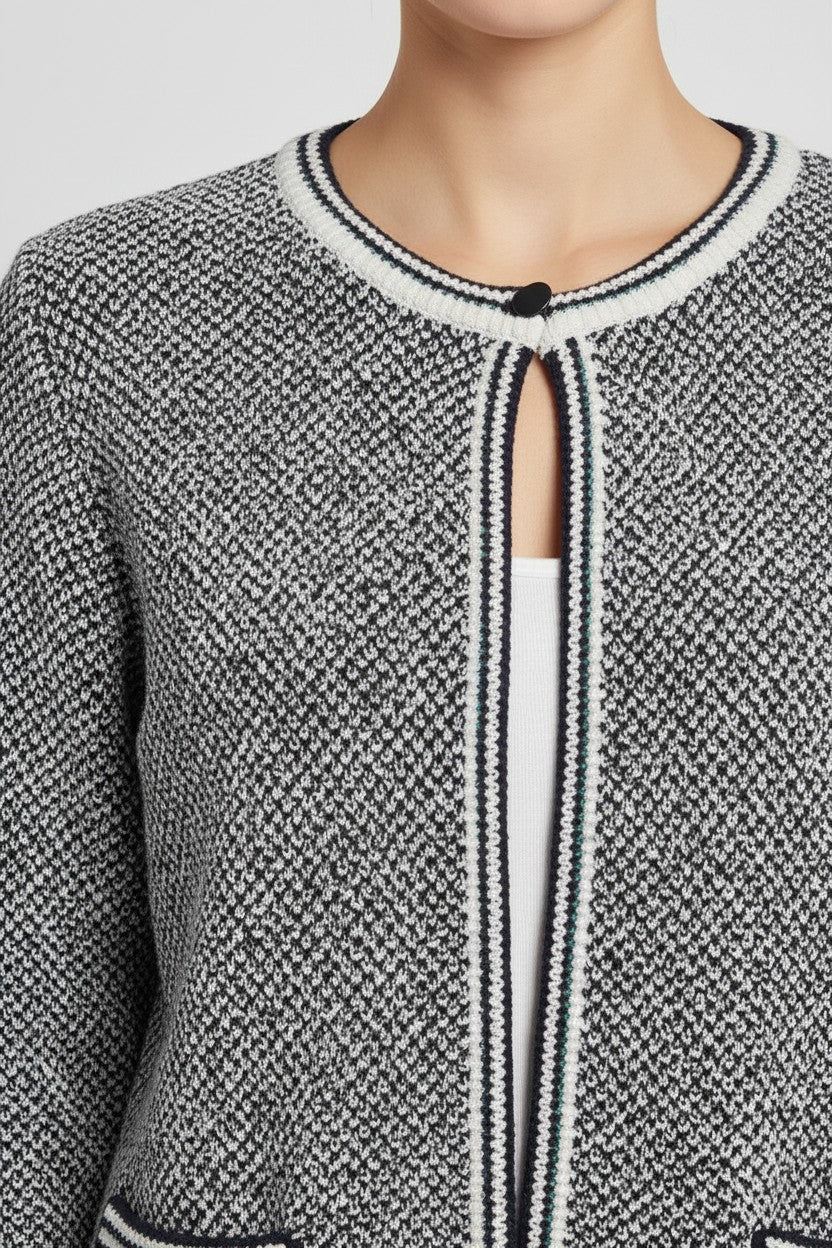 ESPRIT Damen Strickjacke Schwarz Weiß Größe M