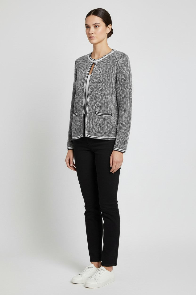 ESPRIT Damen Strickjacke Schwarz Weiß Größe M